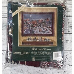 Dept 56 Christmas Tapestry Throw Blanket‎ The Original Shops of Dickens Village